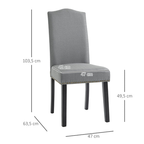 Rootz Dining Chairs Set of 2 - Kitchen Chairs - Upholstered Dining Seats - Elegant Nail Head Moldings - Exceptional Comfort - 47W x 63.5D x 103.5H cm