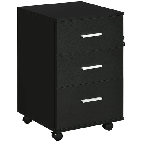 Rootz Office Cabinet - Office Storage - Mobile Filing Unit - Secure Locking Drawers - 40 x 40 x 61.5 cm - Black