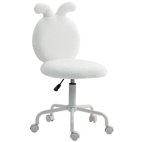 Rootz Upholstered Chair with Rabbit Ears - Rollable Desk Chair - Rotatable Office Chair - Synthetic Fur - 45cm x 52cm x 82-90cm