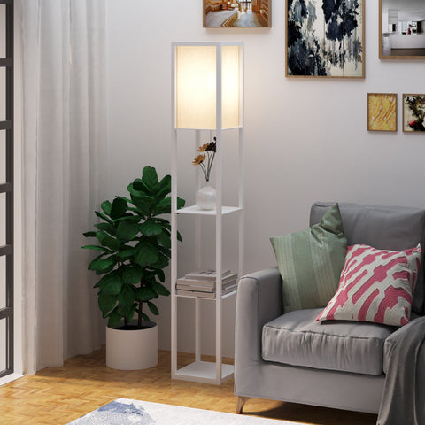 Rootz Shelf Floor Lamp - Storage Lamp - Lighting Fixture - Durable MDF - 26W x 26D x 160H cm