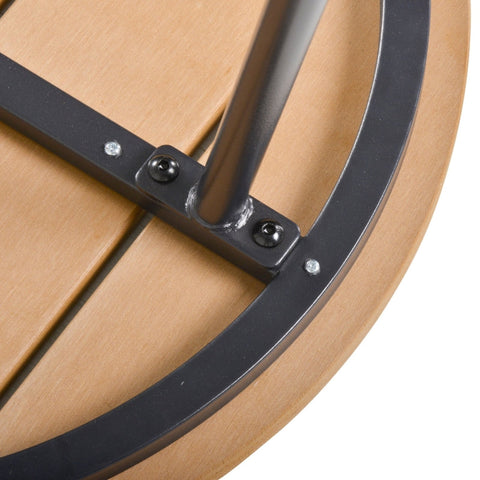 Rootz Garden Table - Elegant Round Table - Outdoor Dining Table - Durable Steel Frame - Adjustable Foot Pads - Slatted Design - Ø49 x 48H cm