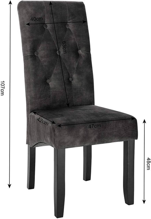 Rootz Set of 2 Dining Chairs - Elegant Chairs - Comfortable Seating - High-Density Foam - Durable Wood Construction - Versatile Velvet Upholstery - 107cm x 47cm x 42cm