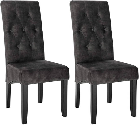 Rootz Set van 2 eetkamerstoelen - Elegante stoelen - Comfortabel zitcomfort - Schuim met hoge dichtheid - Duurzame houtconstructie - Veelzijdige fluwelen bekleding - 107 cm x 47 cm x 42 cm