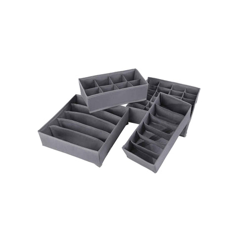 Rootz 4 Piece Set Underwear Organizer - Drawer Organizer - Closet Organizer - Fabric Storage Boxes - 33cm x 10cm x 30cm