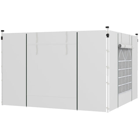 Rootz Gazebo - Side Panels - 2 Pack Sides Replacement - Pop Up Gazebo - With Windows And Doors - White - 295W x 195H cm