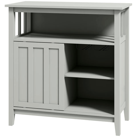 Rootz Buffet Cabinet - Sideboard - Storage Unit - Adjustable Shelf - 80W x 40D x 82H cm - Space for Dishes, Open Compartment, 8-Bottle Rack