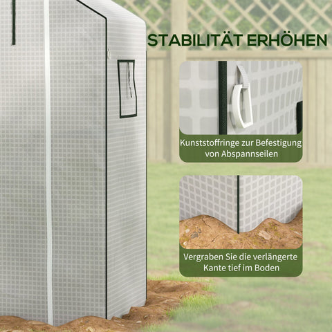 Rootz Greenhouse Film Cover - UV-Protected Replacement Tarp - Tear-Resistant Plastic - 140x73x190cm White