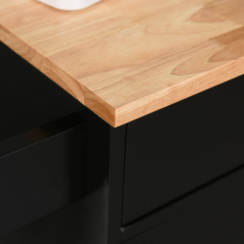 Rootz Kitchen Trolley on Wheels - Serving Cart - Mobile Kitchen Island - Ample Storage - 83W x 45D x 91.5H cm Black-Brown