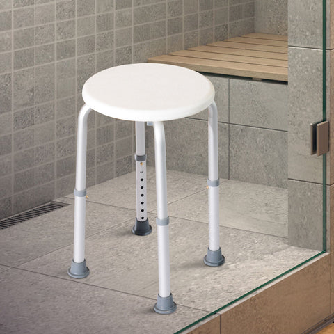Rootz Shower Chair - Bath Stool - Shower Seat - Height Adjustable, Anti-Slip - 32.2cm x 41cm x (35.5-54)cm - Supports 135kg