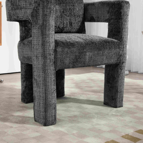 Rootz Modern Chenille Lounge Chair - Single Chair - Ergonomic Seating - Skin-Friendly Fabric - 60L x 44W x 65H cm
