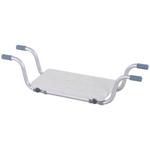 Rootz Bath Chair - Shower Stool - Adjustable Hanging Seat - Easy Entry/Exit - 73-83L x 22W x 18H cm Aluminum HDPE White