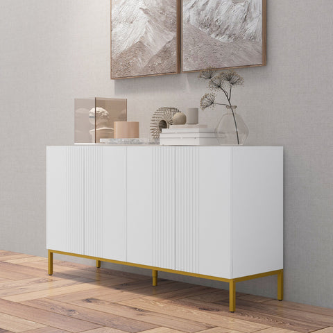 Rootz Buffet Contemporary Cabinet - Storage Furniture - Dining Room Sideboard - Height-Adjustable Shelves - 140cm x 40cm x 75cm
