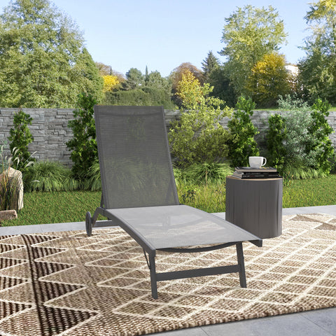 Rootz Sun Lounger - Outdoor Recliner - Adjustable Backrest - Breathable Comfort - 195 x 66 x 34 cm - Grey