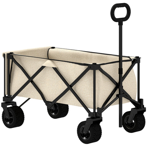 Rootz Garden Car - Foldable Transport Cart - Resilient Handcart - 100kg Capacity - 90cm x 48cm x 92cm - Brown Oxford Fabric