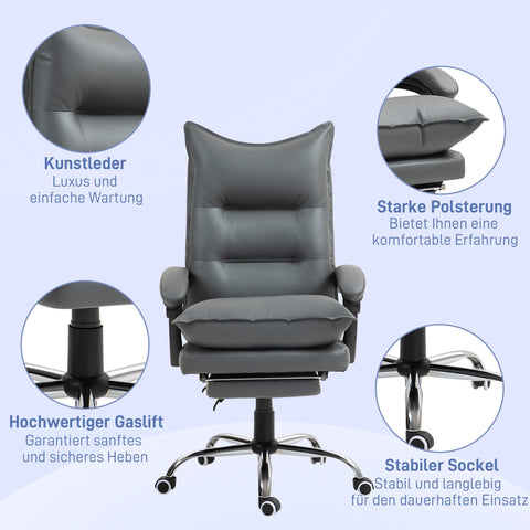 Rootz Ergonomic Office Chair - Adjustable Desk Chair - Comfortable Work Seating - Faux Leather - 66L x 72W x 122-130H cm