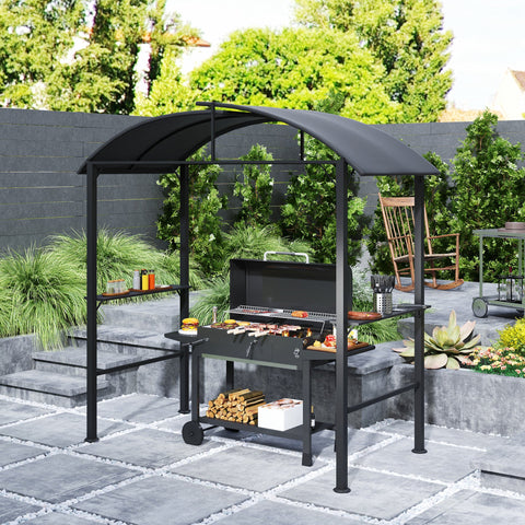 Rootz Grill Pavilion - Outdoor Shelter - BBQ Gazebo - Steel Frames - Sun Protection - 1.1m x 2.3m - Grey
