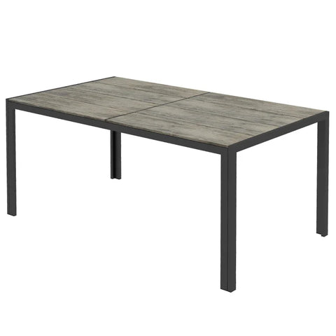 Rootz Garden Tables - Outdoor Table - Industrial Design - Patio Table - Weather Resistant - Wood Look - Aluminum Frame - Wood-plastic Composite Panel - Gray - 160l X 90w X 74h Cm