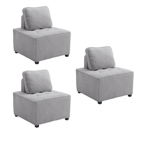 Rootz Modular Sofa Set - Armless Couch - Velvet Sectional - Maximum Comfort - 76cm x 73cm x 76cm