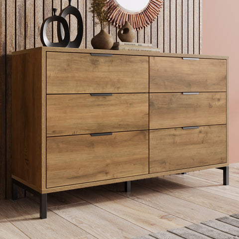 Rootz 6 Drawer Chest - Storage Cabinet - Dresser - Spacious Storage - 120x40x76 cm