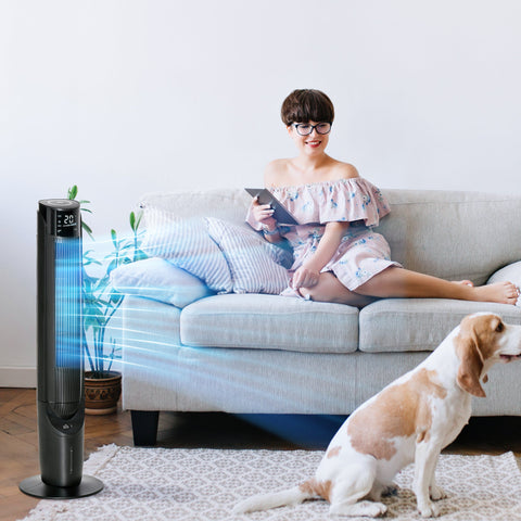 Rootz Column Fan Tower Fan - Air Cooler - 2-in-1 Fan - Remote Control, Timer, Swivel - 31.5cm x 31.5cm x 107cm - Keep Cool and Comfortable