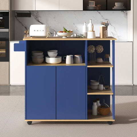 Rootz Kitchen Cart - Modern Kitchen Trolley - Rolling Island - High Quality MDF - 105L x 38W x 89.5H cm - Flexible Mobility & Stylish Storage