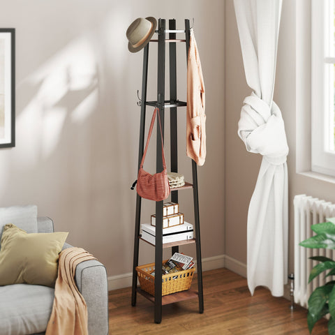 Rootz Wardrobe Stand - Free-Standing Clothes Rack - Industrial Coat Organizer - Space-Saving Design - 34.8cm x 34.8cm x 179cm