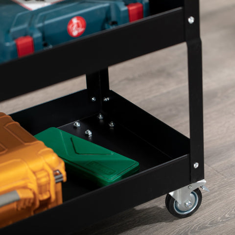 Rootz Steel Workshop Trolley - Rolling Cart - Tool Organizer - Durable Cold-Rolled Steel - 83cm x 35.3cm x 76cm - Max Load 150kg