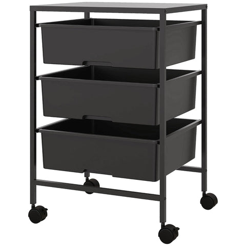 Rootz Storage Trolley - Mobile Organizer - Utility Cart - Steel Frame - Easy to Clean - 40.8L x 33.5W x 60.5H cm