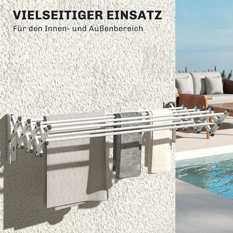 Rootz Adjustable Towel Holder - Laundry Rack - Wall Dryer - Indoor/Outdoor - Aluminum - Silver - 86cm x 61cm x 22cm