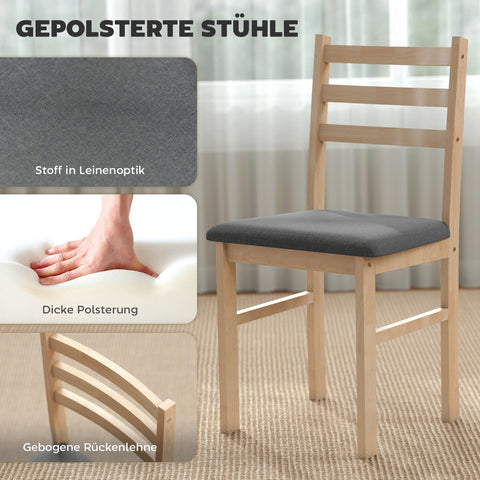 Rootz 3-Part Dining Table Set - Kitchen Table - Space-Saving Table Set - MDF & Foam - 60cm x 74.5cm - Brown & Grey