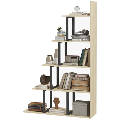 Rootz Bookcase Room Divider - Industrial Shelf - Stair Shelving - New York Loft Style - 102 x 30 x 160 cm Brown