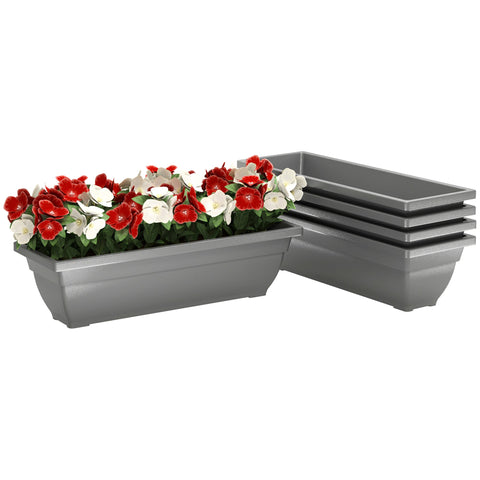 Rootz 5 Set Flower Pots - Garden Planters - Plant Containers - Durable Plastic - 59cm x 21cm x 16cm