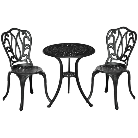 Rootz Garden Furniture Set - 2 Seats - Outdoor Chairs - Cast Aluminum - Retro Style - 44x49x88cm Chair, Ø60x66cm Table