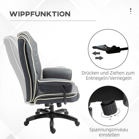 Rootz Ergonomic Office Chair - Computer Chair - Desk Chair - Faux Leather - Adjustable Height - 76cm x 80cm x 118-124cm