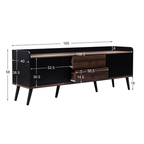 Rootz TV Cabinet - Media Console - Entertainment Stand - Ample Storage - 160L x 40W x 58H cm