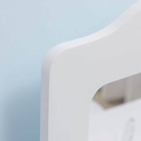 Rootz Children's Hairdresser Dressing Table Set - Vanity Table - Kids Hair Station - Storage Space - 60cm x 40cm x 95cm - White/Brown - Ages 3-6