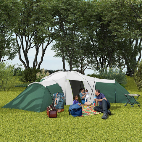 Rootz Camping Tent for 6-9 People - 4 Room Tents - Waterproof Tents - Ultimate Comfort - 615x615x225cm