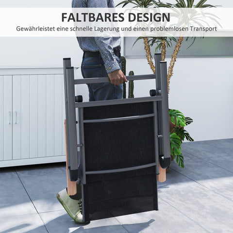 Rootz Steel Garden Chair - Folding Balcony Chair - Armrest Chair - Comfort with Eucalyptus Armrests - 60cm x 73cm x 108cm