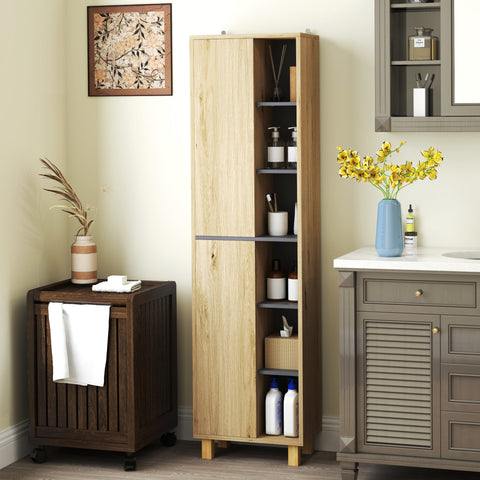 Rootz Tall Bathroom Cabinet - Storage Cabinet - Organizer - Easy-Clean Melamine - 40cm x 24cm x 148cm