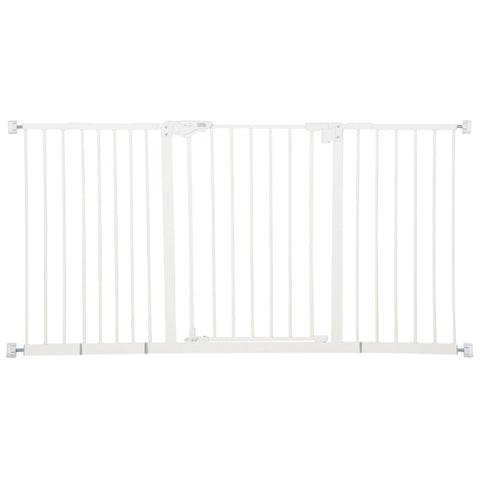 Rootz Expandable Dog Barrier - Pet Gate - Safety Gate - Sturdy Metal - Easy Opening - Innovative Design - 136.3cm x 76.2cm - White
