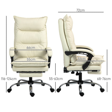 Rootz Ergonomic Office Chair - Computer Chair - Swivel Chair - Faux Leather - Adjustable Height - Beige - 66cm x 72cm x 130cm