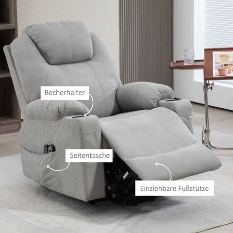Rootz TV Armchair - Recliner Chair - Massage Chair - Ultimate Comfort - Effortless Stand-Up Assistance - Customizable Recline - Full-Body Massage - 90L x 101W x 107H cm - Polyester, Foam