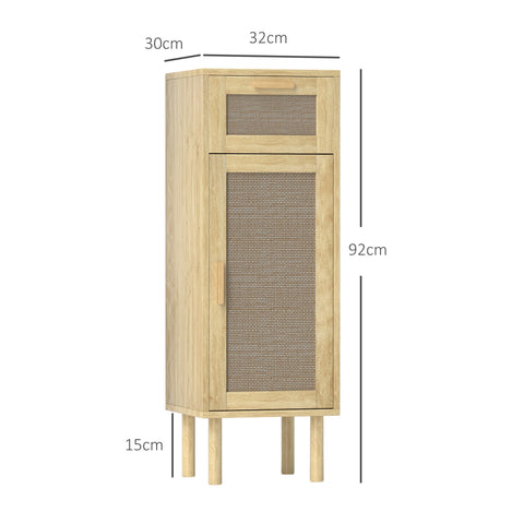 Rootz Bathroom Cabinet- Storage Cabinet- Bohemian Cabinet - Rattan Cabinet - Adjustable Shelves - 32cm x 30cm x 92cm
