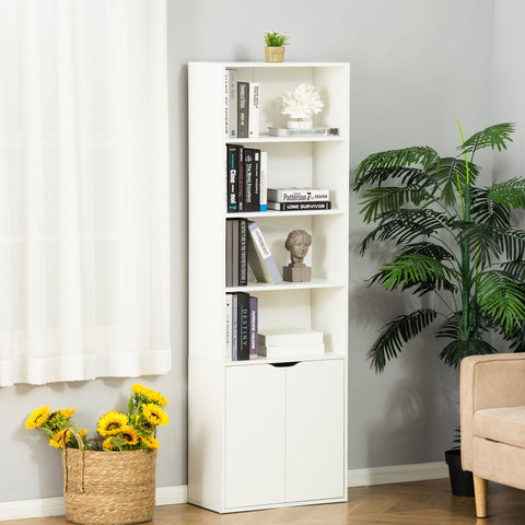 Rootz Bookcase - Bookshelf - Library Shelf - Discreet Storage - 59x29x180 cm White