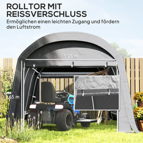Rootz Garden Storage Tent - Tool Tent - Installable Garage - UV-Resistant - 300l x 450b x 230h cm - Grey