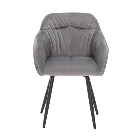 Rootz Gray Velvet Dining Chairs - Upholstered Seating - Elegant Cushions - Ergonomic Comfort - 45L x 55W x 85H cm - Easy Assembly