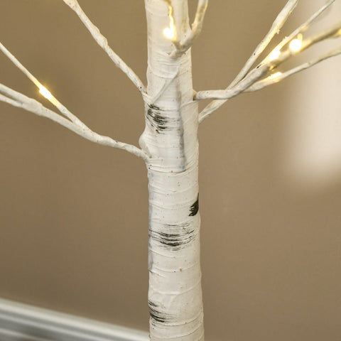 Rootz Artificial Birch Tree with LED Lights - White Birch Tree - Decorative LEDs - Weatherproof - 22cm x 22cm x 150cm