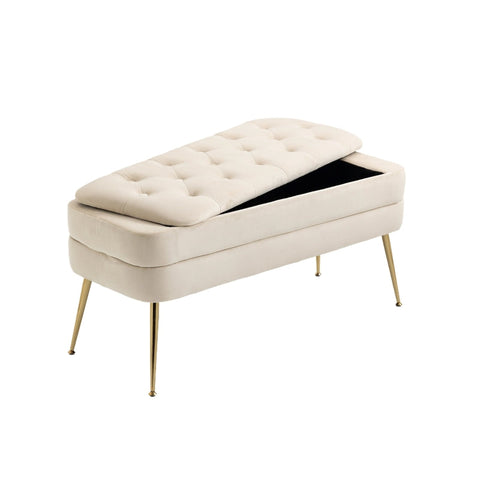 Rootz Pouf Bench - Ottoman - Velvet Storage Bench - Modern Design - 104cm x 40cm x 51cm