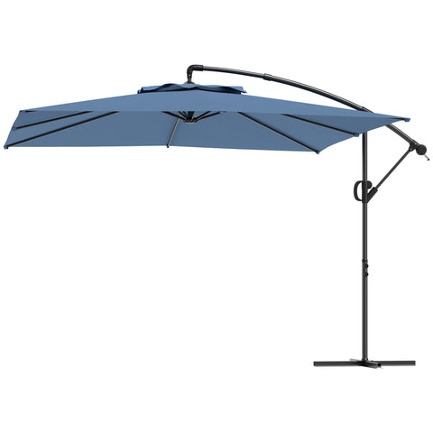 Rootz 3 x 3 m Offset Parasol - Patio Umbrella - Outdoor Sunshade - UV Resistant - 300cm x 325cm x 230cm