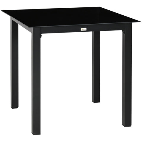 Rootz Garden Table - Outdoor Table - Outdoor Lounge Table - Weather Resistant - Tempered Glass - Black - 80 x 80 x 74 cm